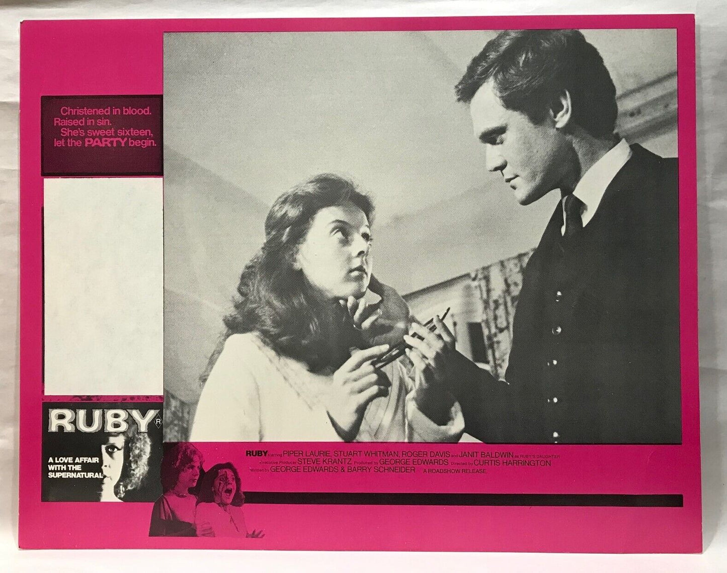 ORIGINAL LOBBY CARD - RUBY (f) - 1977 - title card - Australia - Piper Lauri...