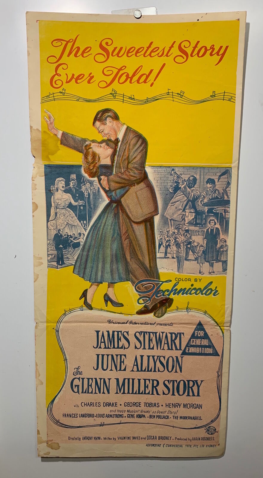 ORIGINAL DAYBILL MOVIE POSTER - THE GLENN MILLER STORY - 1954