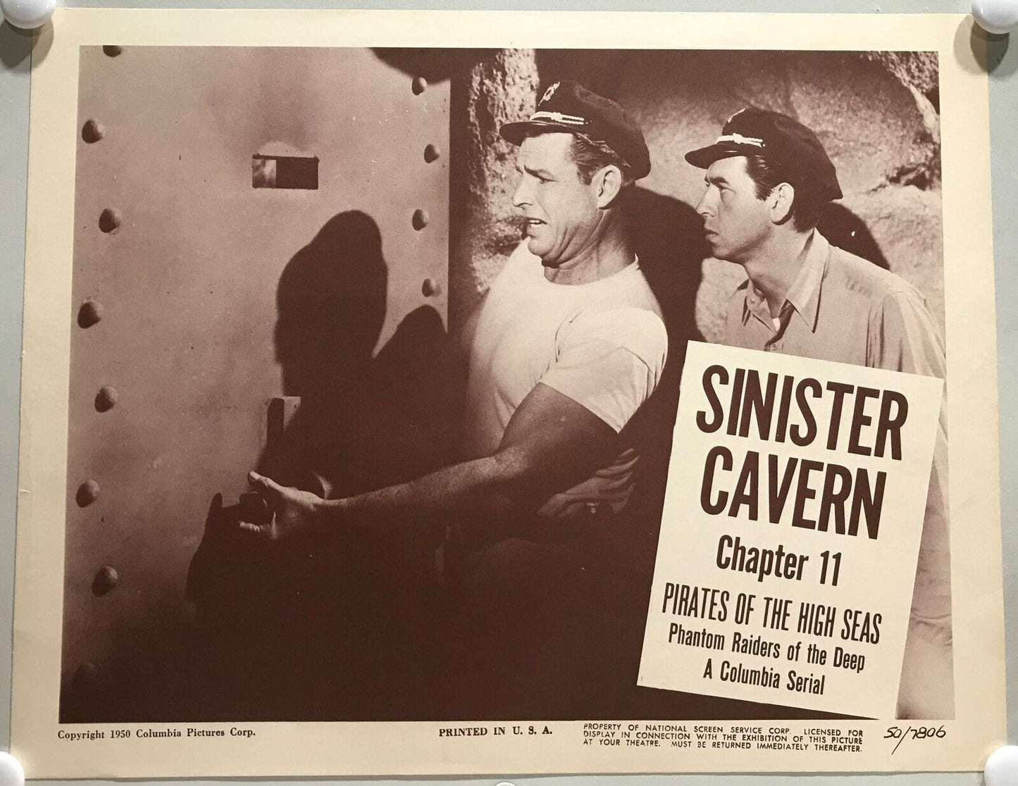 ORIGINAL SERIAL LOBBY CARD - PIRATES OF THE HIGH SEAS (c) - 1950 - Ch 11 "Sin...