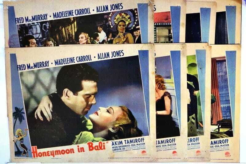 ORIGINAL LOBBY CARDS - HONEYMOON IN BALI - 1939 - set of 8
