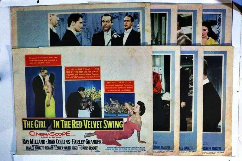 ORIGINAL LOBBY CARDS - THE GIRL IN THE RED VELVET SWING - 1955 - set of 8