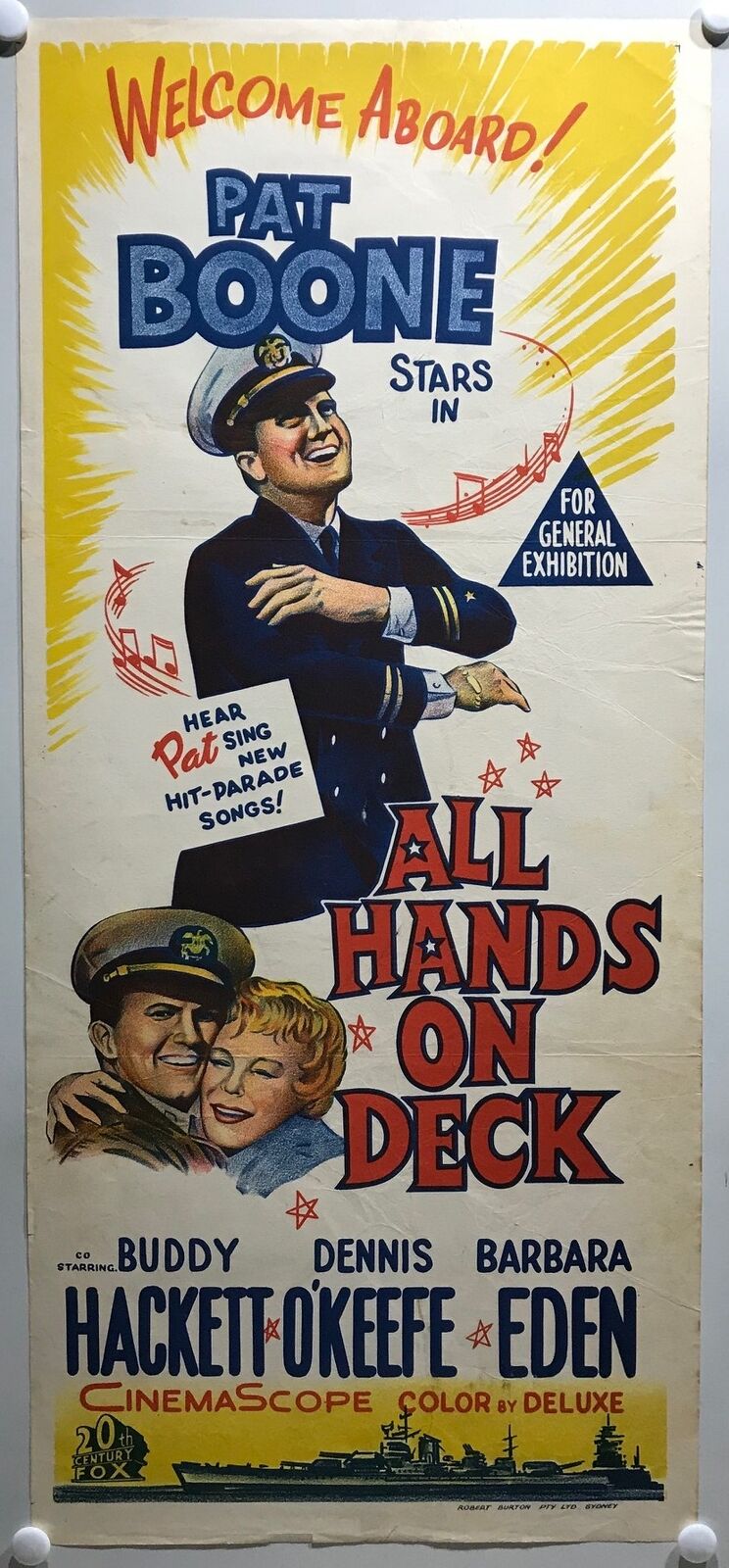 ORIGINAL DAYBILL MOVIE POSTER - ALL HANDS ON DECK - 1961