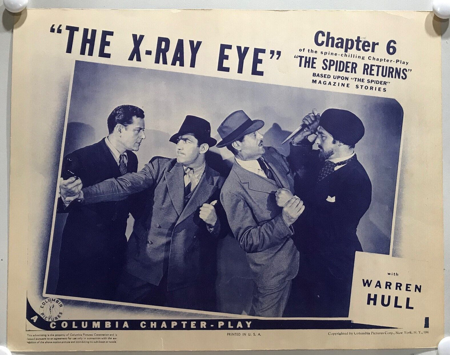 ORIGINAL SERIAL LOBBY CARD - THE SPIDER RETURNS (k) - 1941 - Ch 6 "The X-Ray Eye"