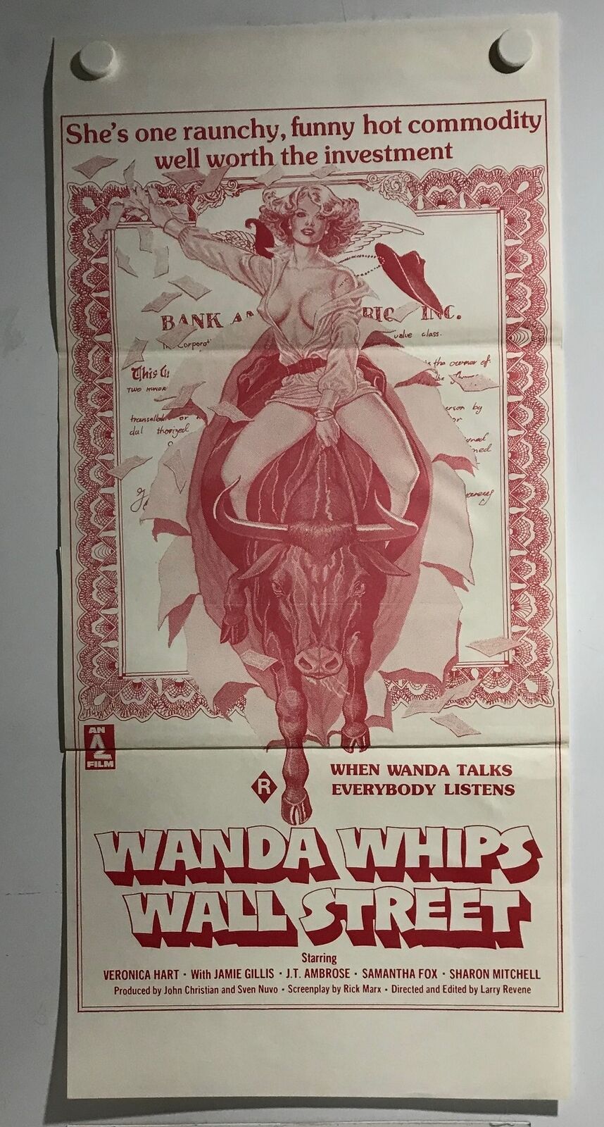 ORIGINAL DAYBILL MOVIE POSTER - WANDA WHIPS WALL STREET