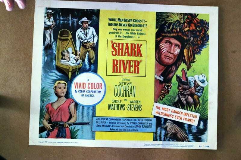 ORIGINAL LOBBY CARD - SHARK RIVER - 1951 - title card - Steve Cochran, Carole Mathews, Warren Stevens