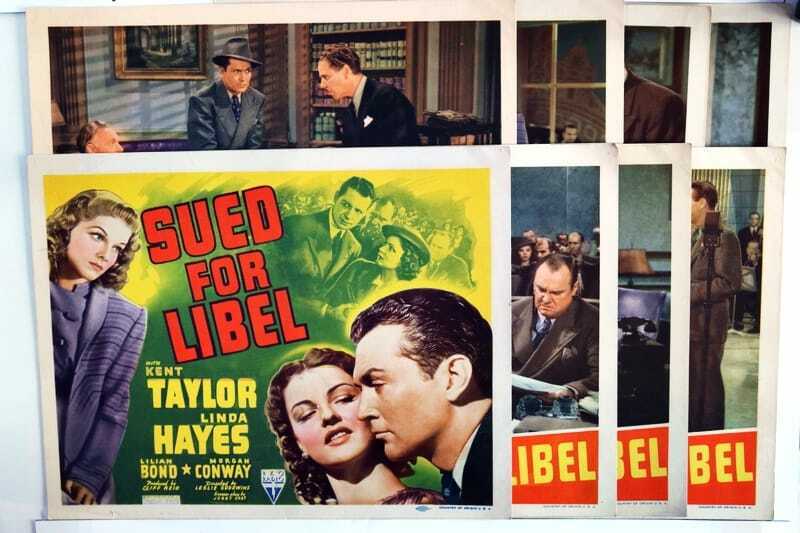 ORIGINAL LOBBY CARDS - SUED FOR LIBEL - 1939 - set of 8
