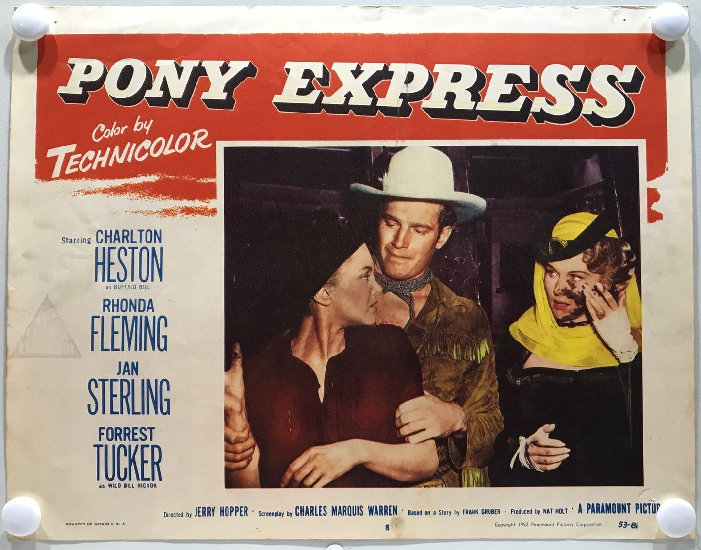 ORIGINAL LOBBY CARDS - PONY EXPRESS - 1953 - set of 8