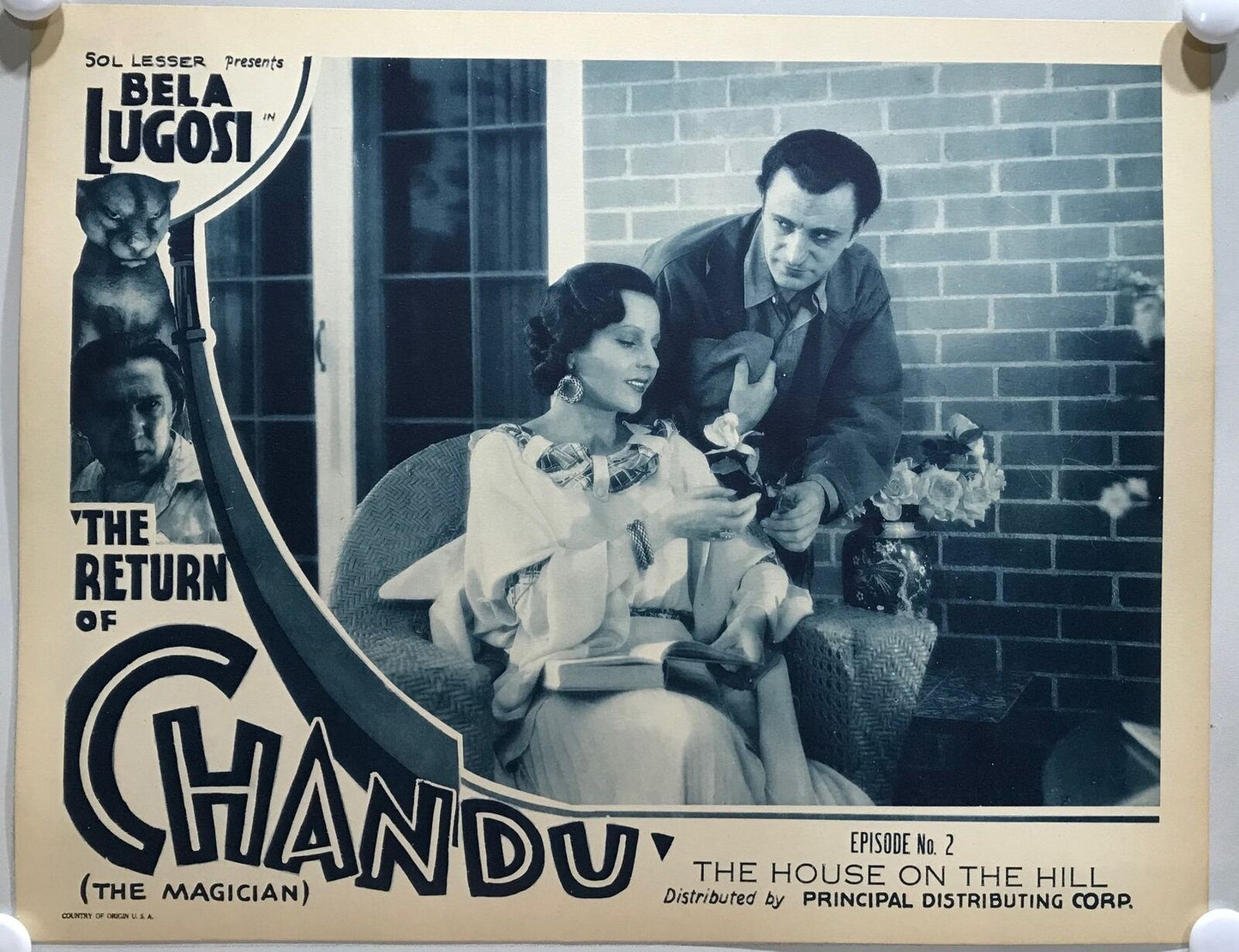 ORIGINAL SERIAL LOBBY CARD - THE RETURN OF CHANDU (d) - 1934 - Ch 2 "The Hous...