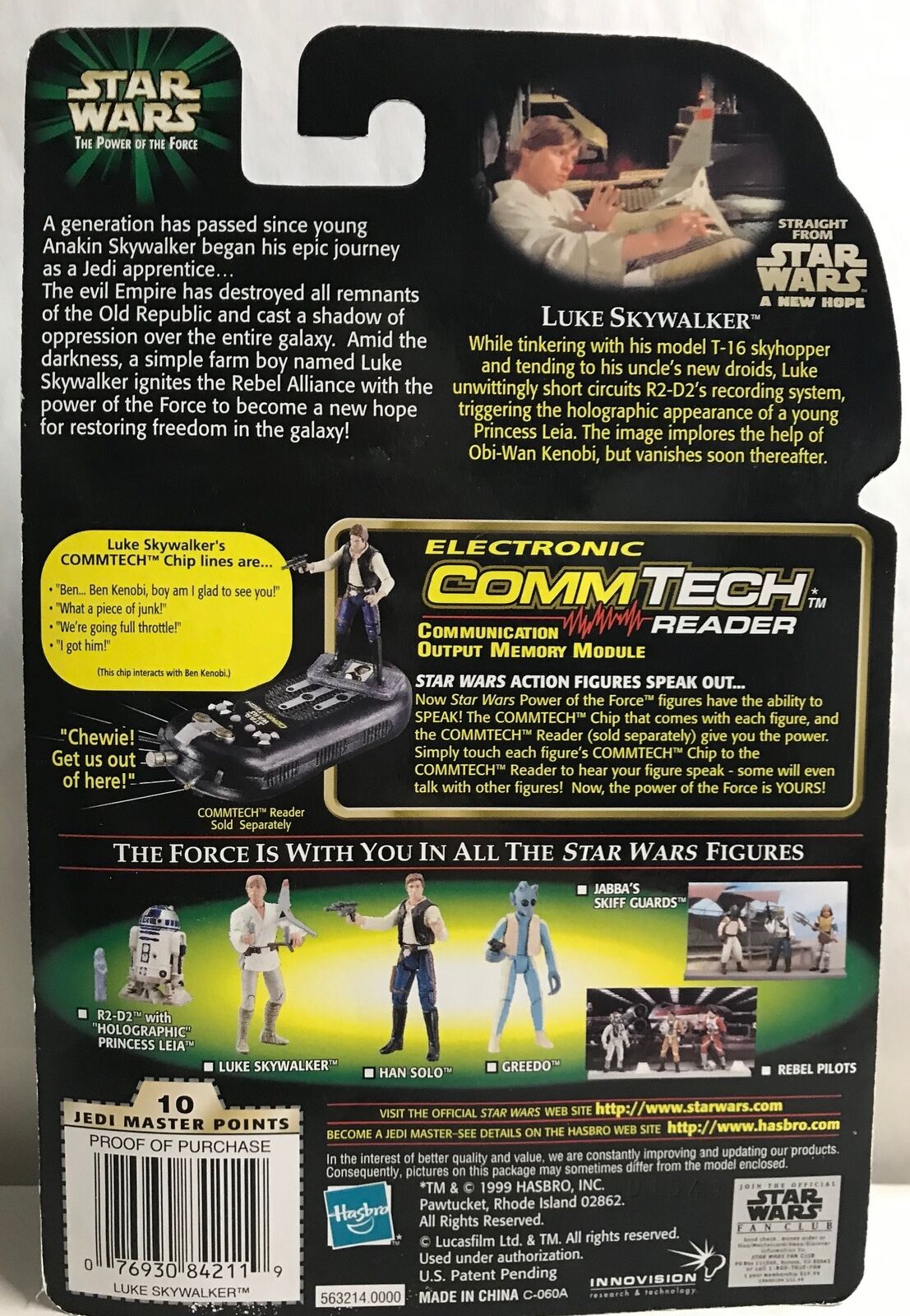 STAR WARS - HASBRO - POTF - LUKE SKYWALKER - with T-16 Skyhopper Model