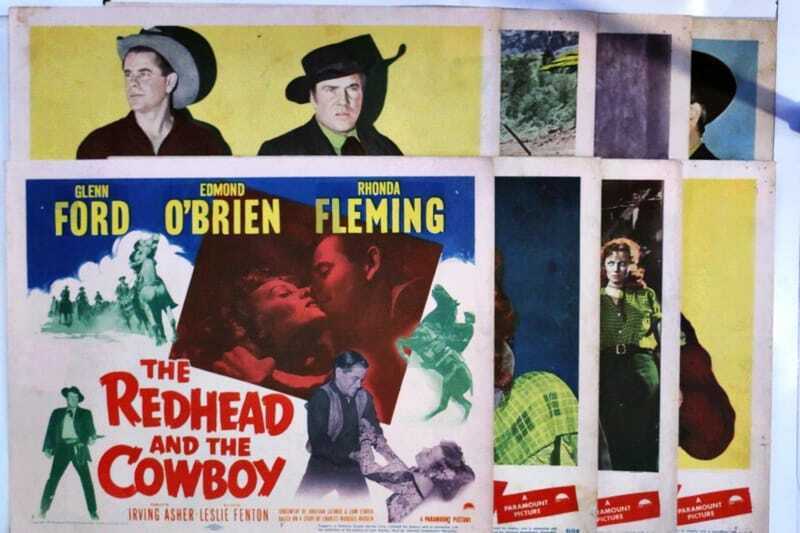 ORIGINAL LOBBY CARDS - THE REDHEAD AND THE COWBOY - 1951 - set of 8