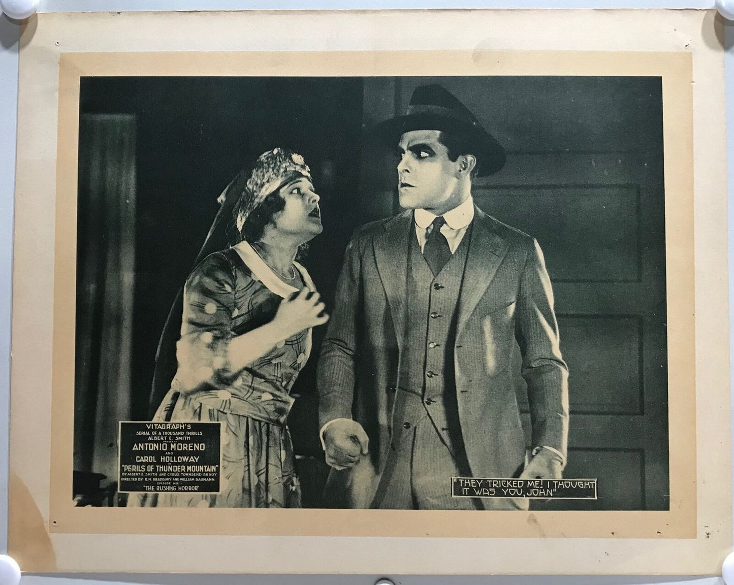 ORIGINAL SERIAL LOBBY CARD - PERILS OF THUNDER MOUNTAIN (b) - 1919 - CH 12 "T...