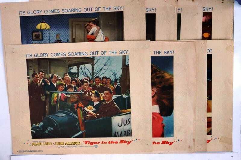 ORIGINAL LOBBY CARDS - TIGER IN THE SKY - 1955 - set of 8