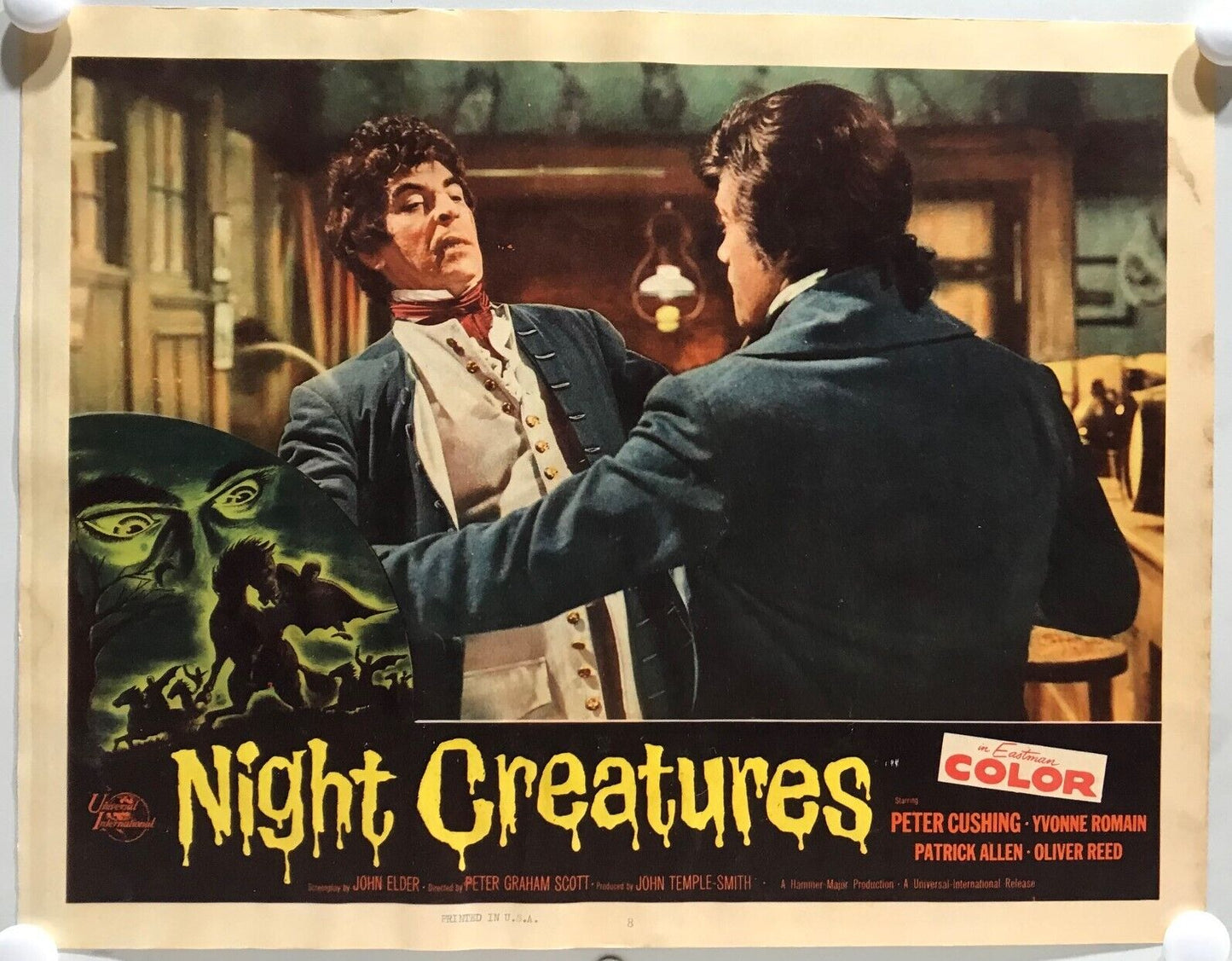 ORIGINAL LOBBY CARDS - NIGHT CREATURES - 1962 - set of 8 -