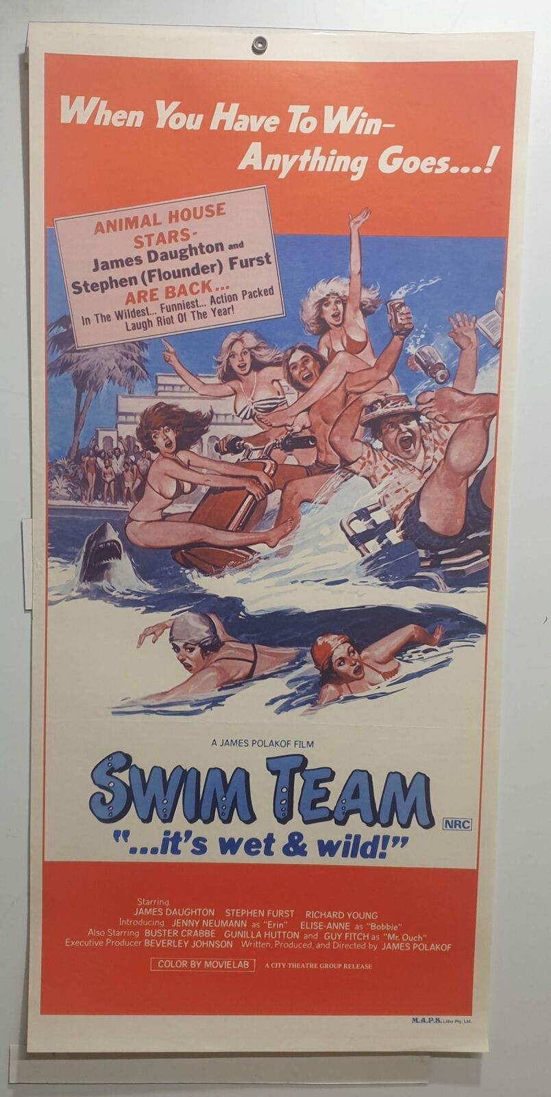 ORIGINAL DAYBILL MOVIE POSTER – SWIM TEAM