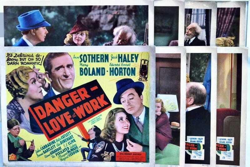 ORIGINAL LOBBY CARDS - DANGER - LOVER AT WORK - 1937 - set of 8