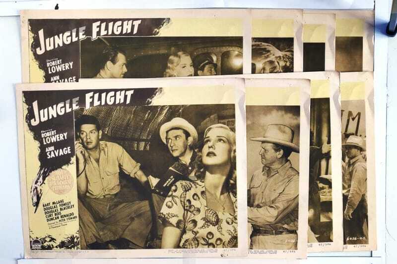 ORIGINAL LOBBY CARDS - JUNGLE FLIGHT - 1947 - set of 8