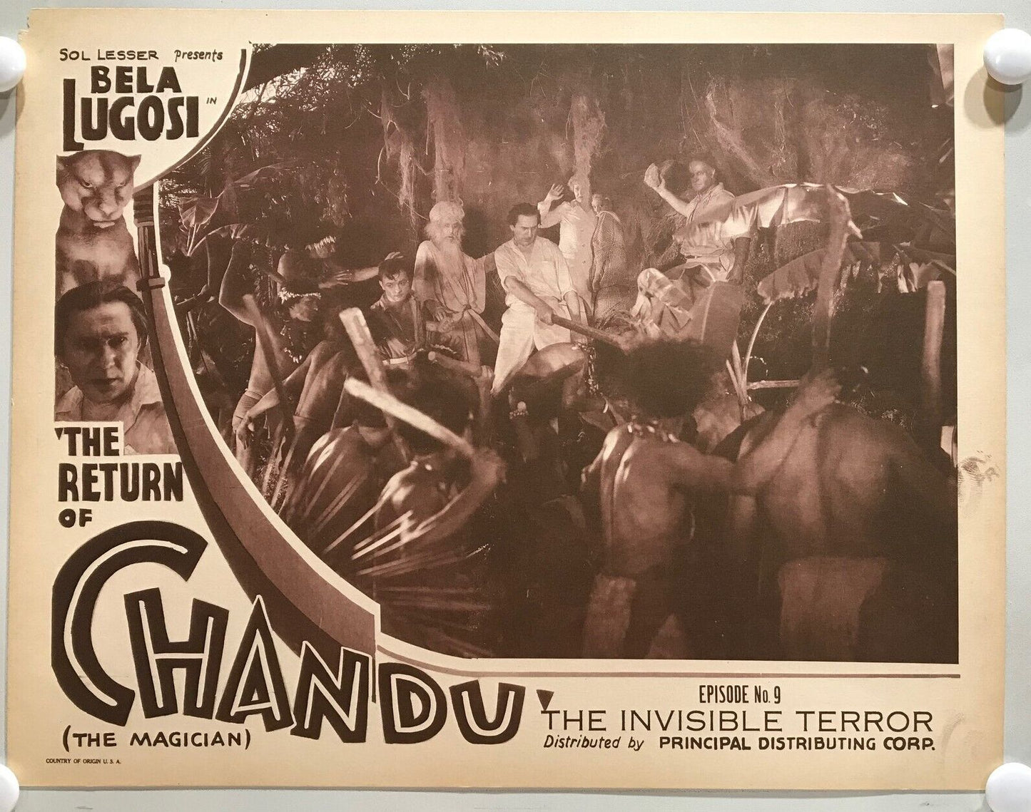 ORIGINAL SERIAL LOBBY CARD - THE RETURN OF CHANDU (c) - 1934 - Ch 9 "The Invi...