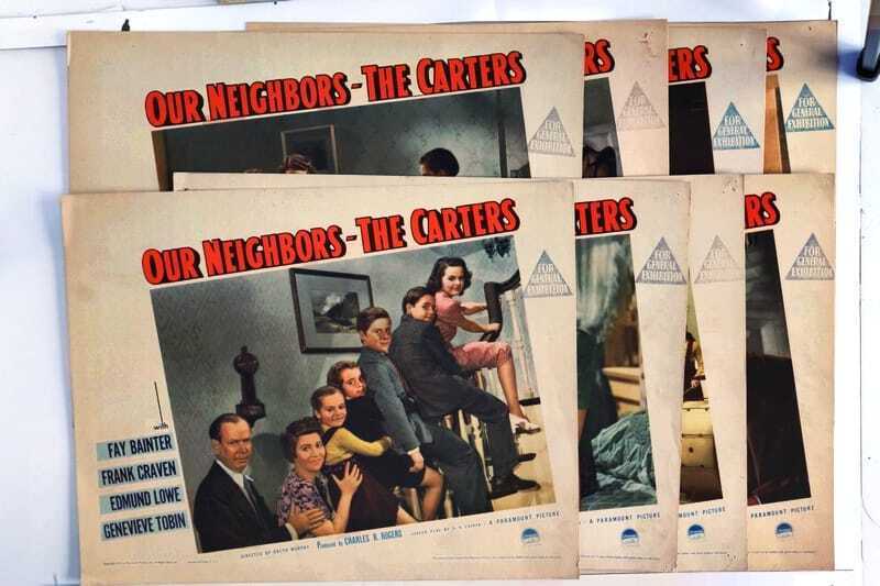 ORIGINAL LOBBY CARDS - OUR NEIGHBORS - THE CARTERS - 1939 - set of 8