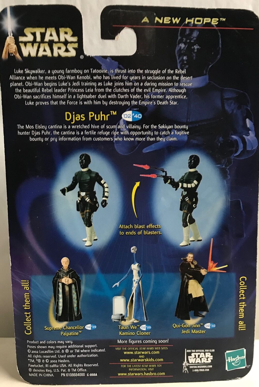 STAR WARS - HASBRO - A NEW HOPE - DJAS PUHR - "ALIEN BOUNTY HUNTER" - with 2 ...