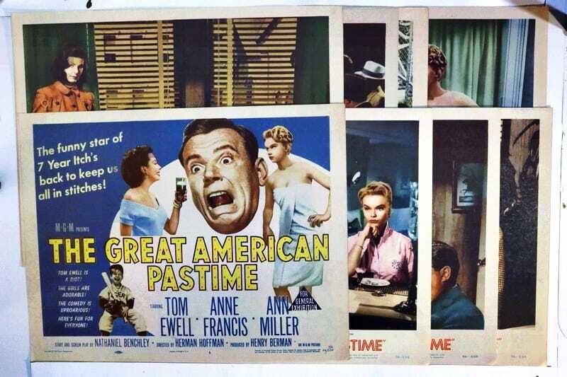 ORIGINAL LOBBY CARDS - THE GREAT AMERICAN PASTIME - 1956 - set of 8 - Tom Ew...