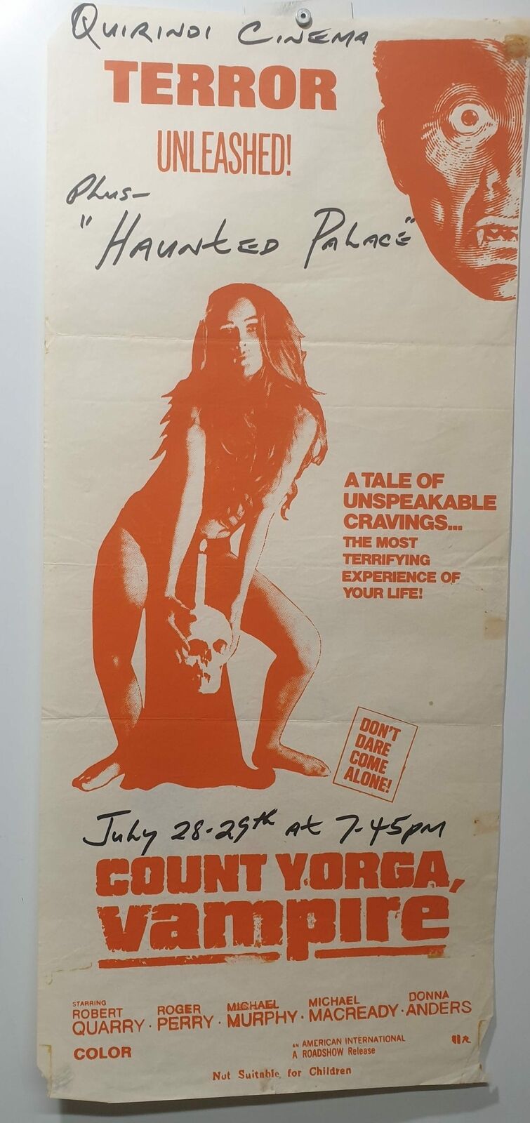 ORIGINAL DAYBILL MOVIE POSTER - COUNT YORGA VAMPIRE - HORROR