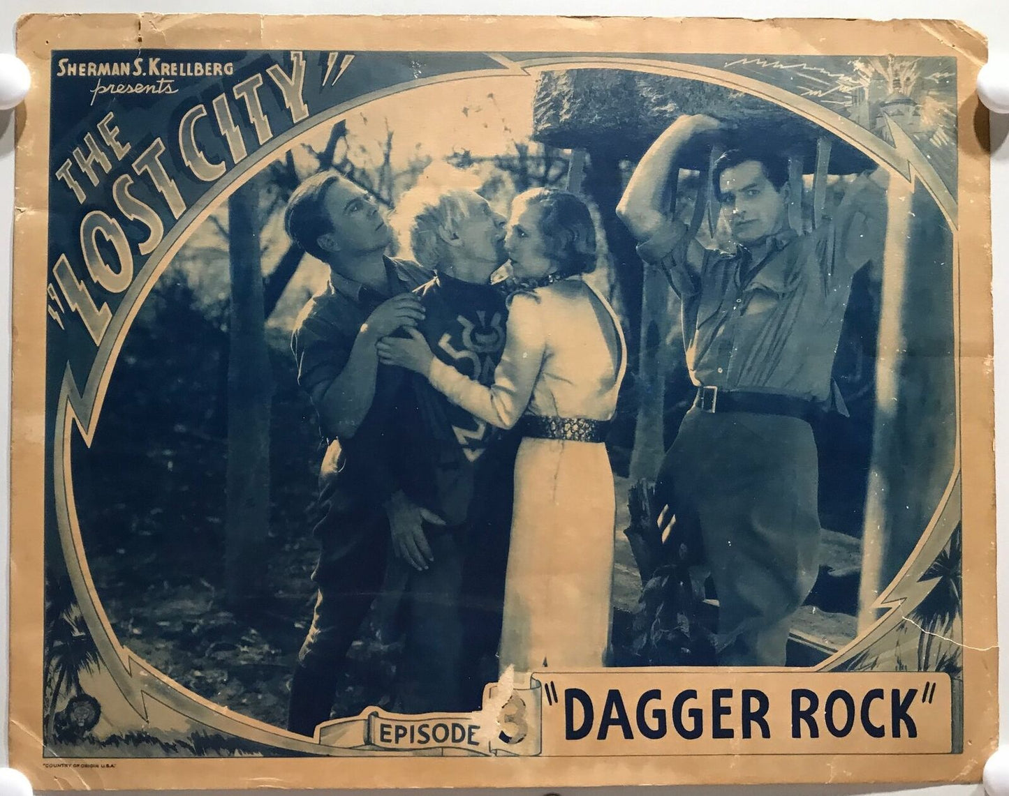 ORIGINAL SERIAL LOBBY CARD - THE LOST CITY - 1935 - Ch 3 "Dagger Rock" - Kan...