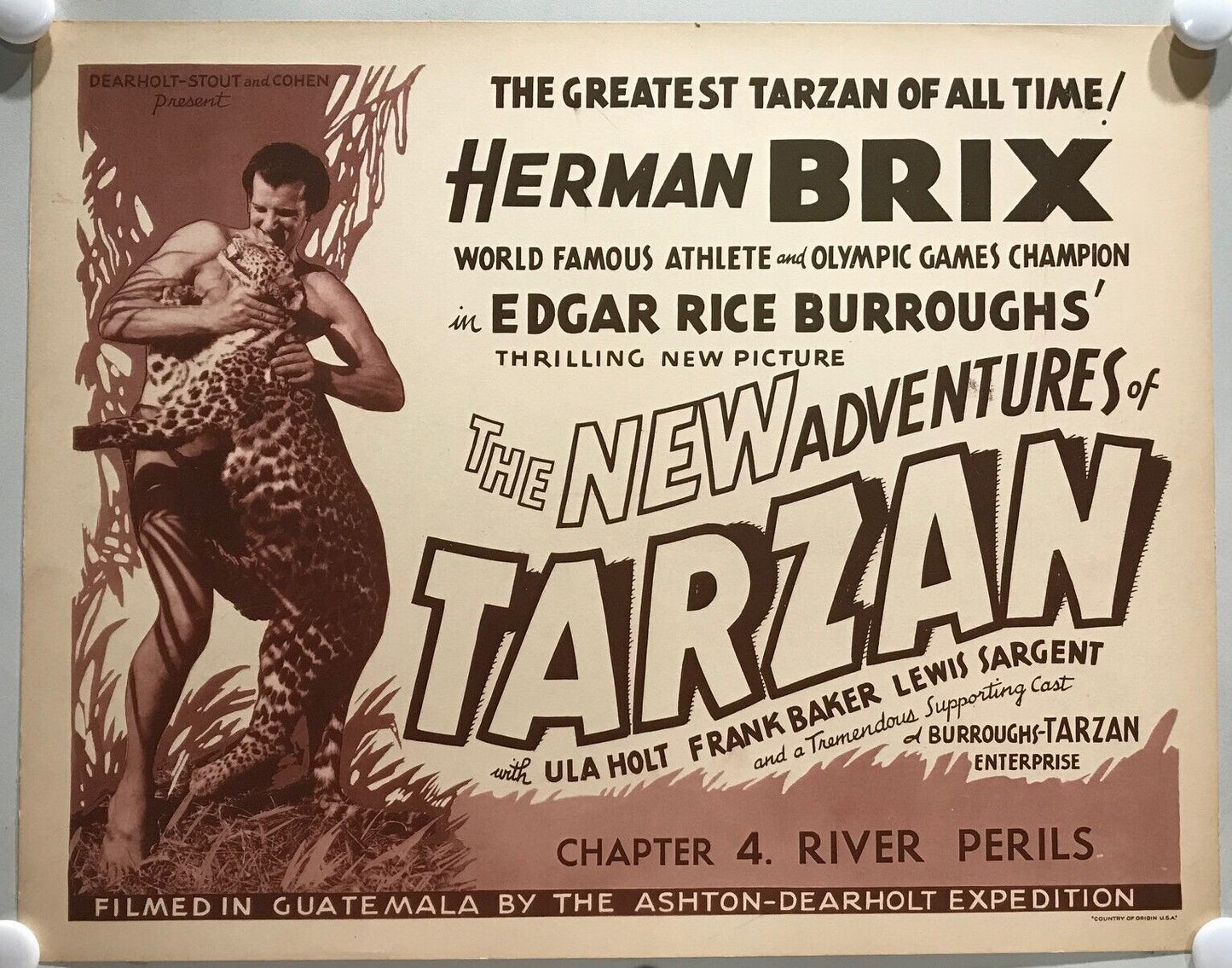 ORIGINAL SERIAL LOBBY CARD - THE NEW ADVENTURES OF TARZAN - 1935 - Title Card...