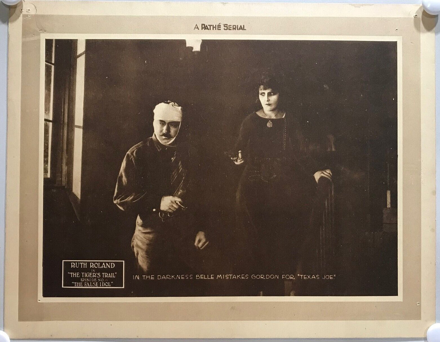 ORIGINAL SERIAL LOBBY CARD - THE TIGER'S TRAIL - 1919 - Ep13 "The False Idol"