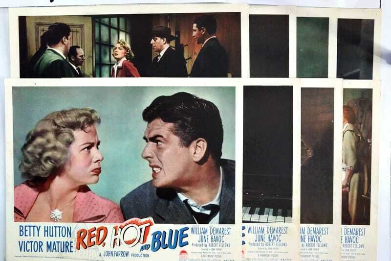 ORIGINAL LOBBY CARDS - RED, HOT AND BLUE - 1949 - set of 8