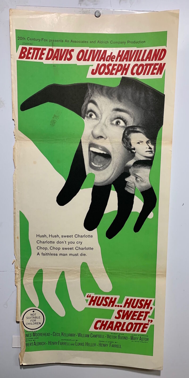ORIGINAL DAYBILL MOVIE POSTER - HUSH HUSH SWEET CHARLOTTE - HORROR