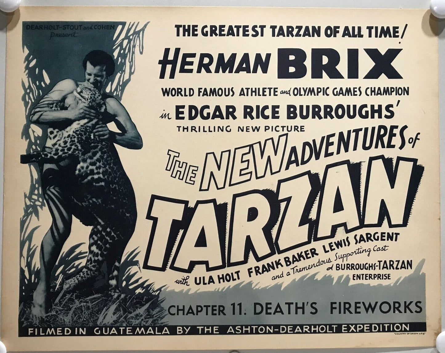 ORIGINAL SERIAL LOBBY CARD - THE NEW ADVENTURES OF TARZAN (a) - 1935 - Title ...