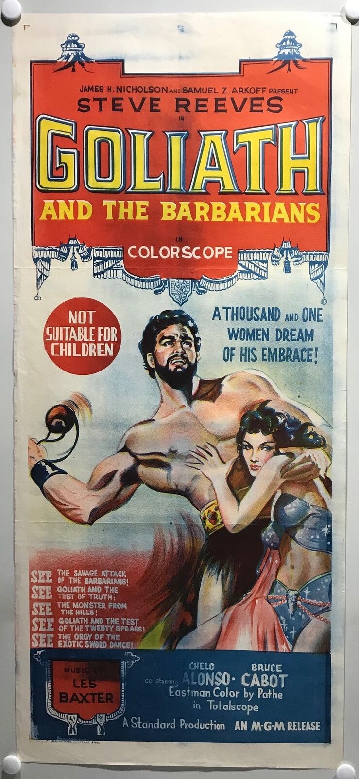 ORIGINAL DAYBILL MOVIE POSTER - GOLIATH AND THE BARBARIANS - 1959 - Retitled