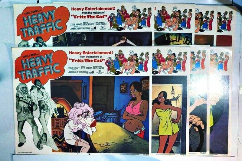 ORIGINAL LOBBY CARDS - HEAVY TRAFFIC - 1973 - cartoon - set of 8