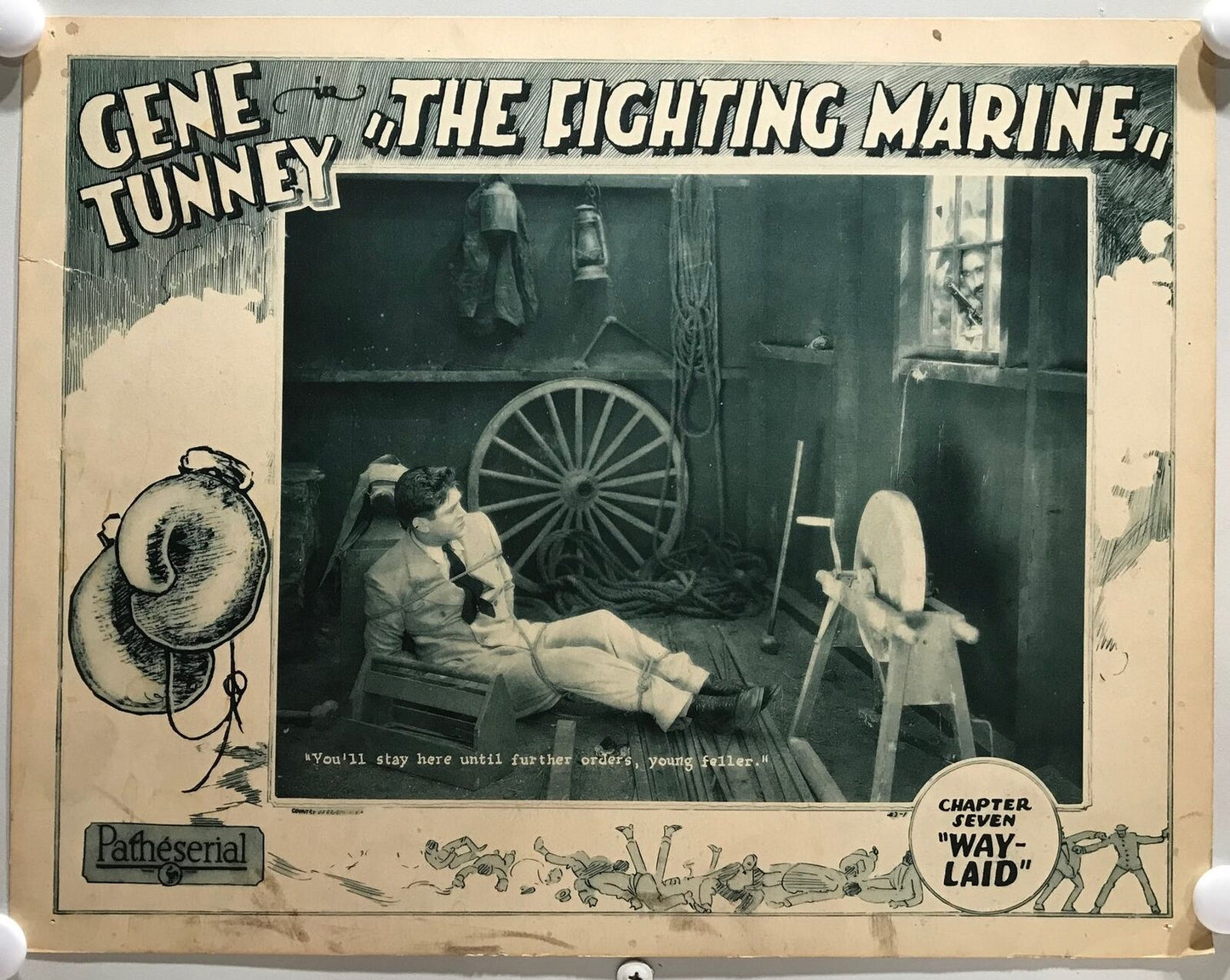 ORIGINAL SERIAL LOBBY CARD - THE FIGHTING MARINE (b) - 1926 - Ch 7 "Way-Lai...