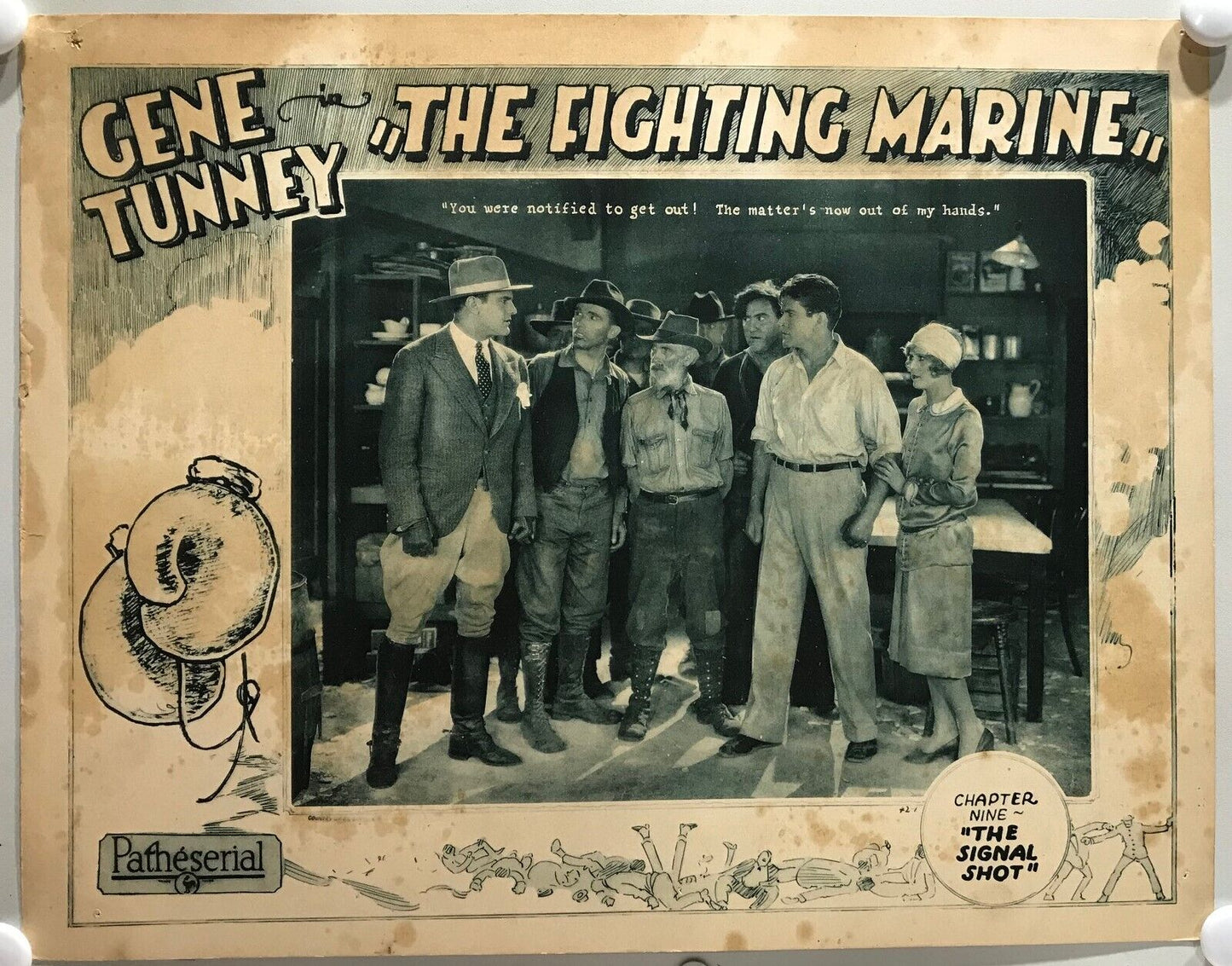 ORIGINAL SERIAL LOBBY CARD - THE FIGHTING MARINE (a) - 1926 - Ch 9 "The Sig...