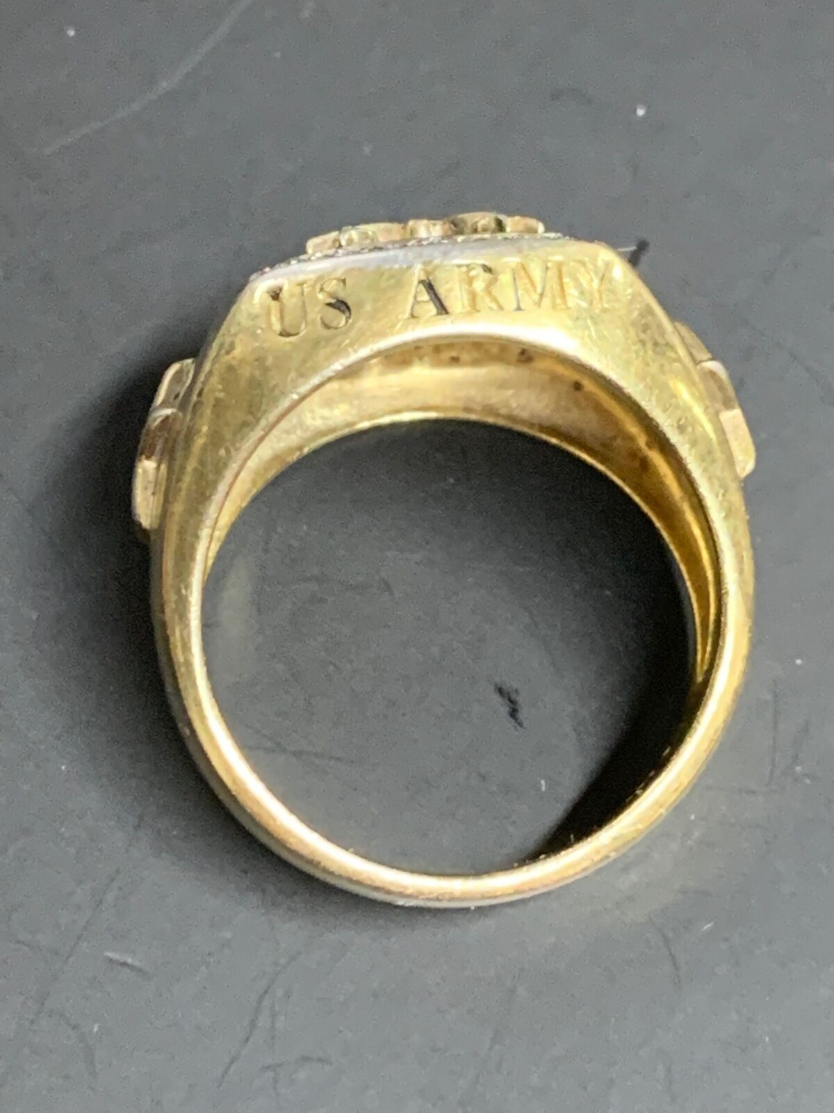 MENS RING - STERLING SILVER GOLD PLATED US ARMY RING - THIS WE'LL DEFEND - PR...