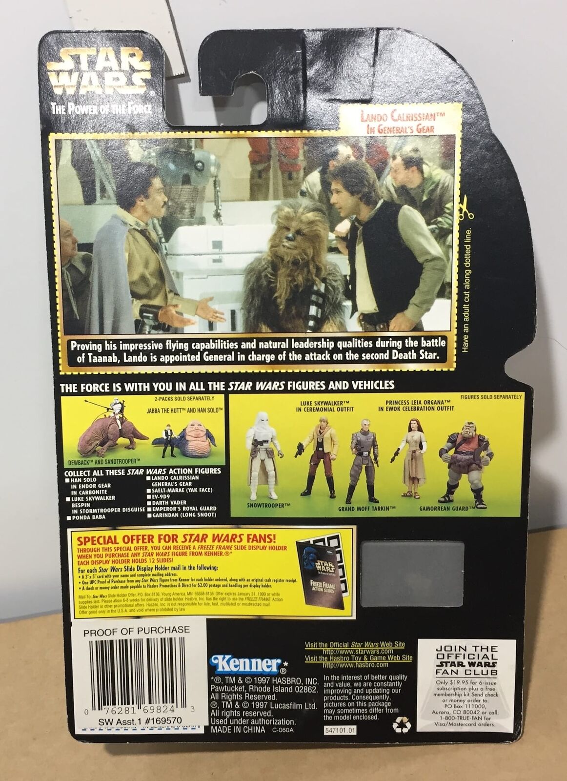 STAR WARS - KENNER - POTF - LANDO CALRISSIAN - in General's Gear with Blaster Pistol