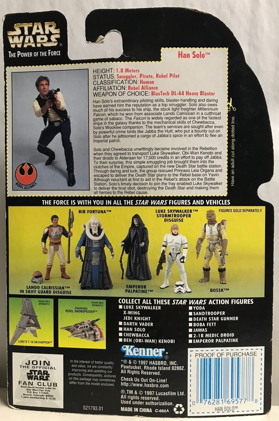 STAR WARS - KENNER - POTF - HAN SOLO - with Heavy Assault Rifle and Blaster