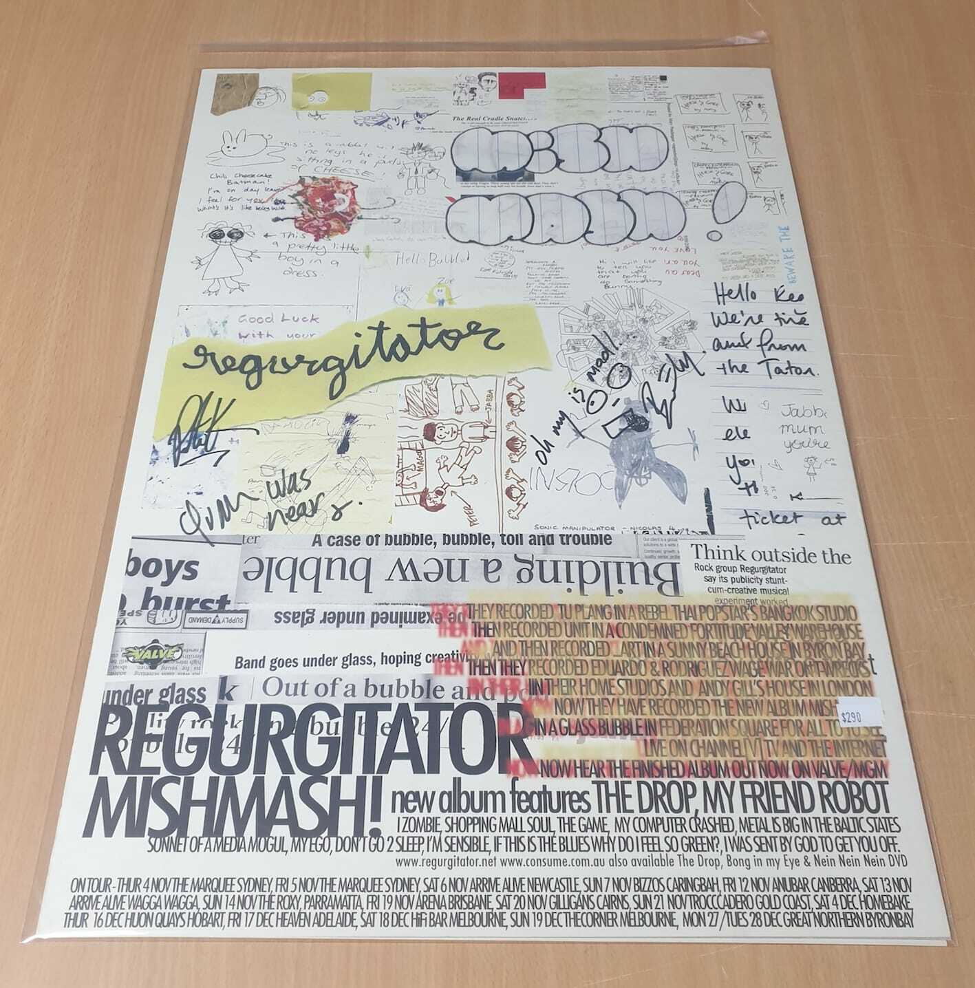 MUSIC PROMO POSTER - SIGNED - REGURGITATOR - MISHMASH! - ft The Drop, My Friend Robot (a)
