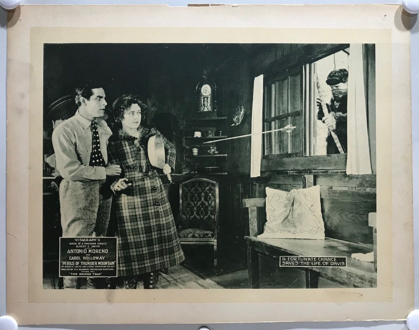 ORIGINAL SERIAL LOBBY CARD - PERILS OF THUNDER MOUNTAIN (b) - 1919 - CH 2 "Th...