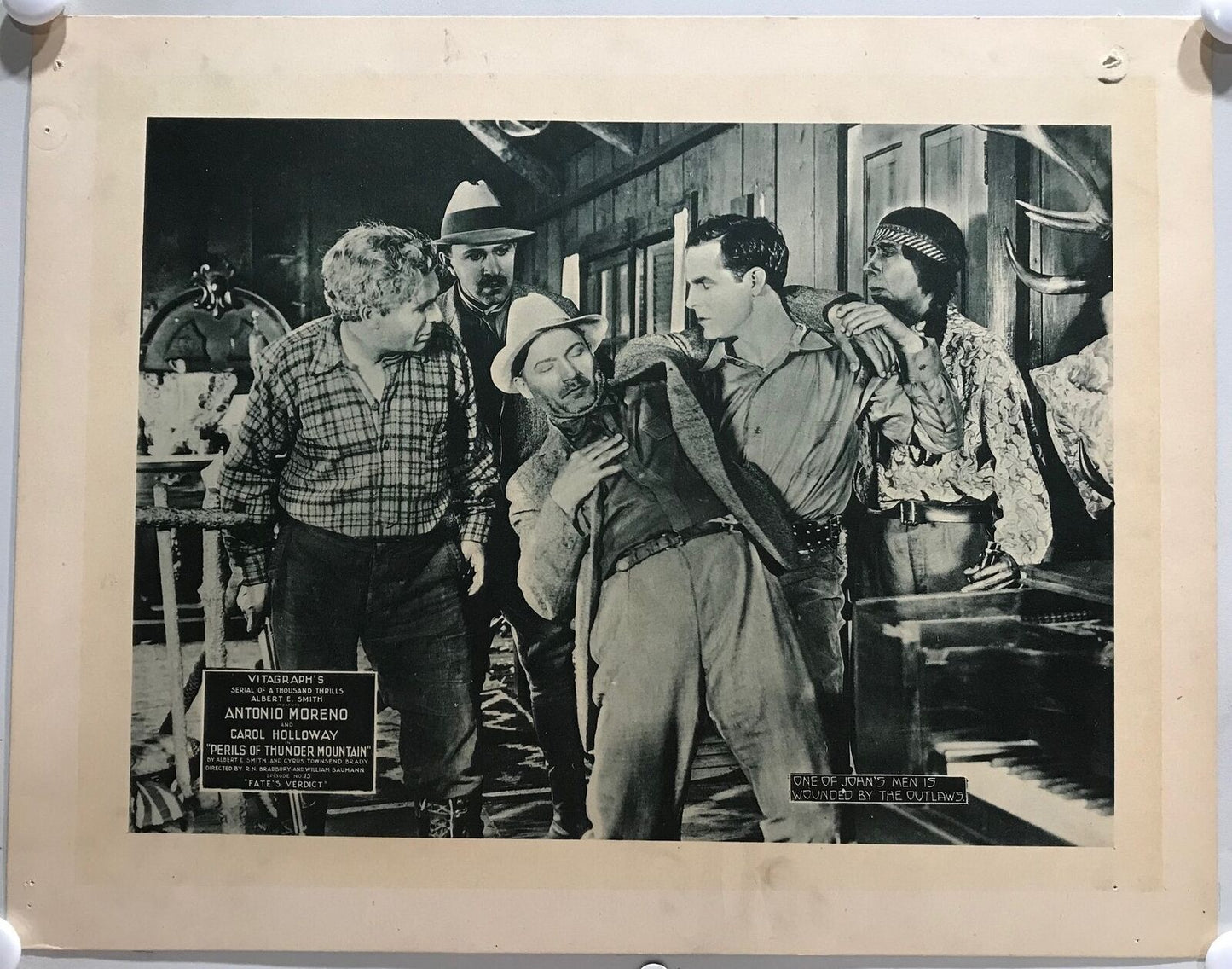 ORIGINAL SERIAL LOBBY CARD - PERILS OF THUNDER MOUNTAIN - 1919 - CH 15 "Fate'...