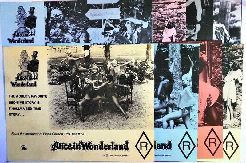 ORIGINAL LOBBY CARDS - ALICE IN WONDERLAND - 1976 - Adult Version - set of 8
