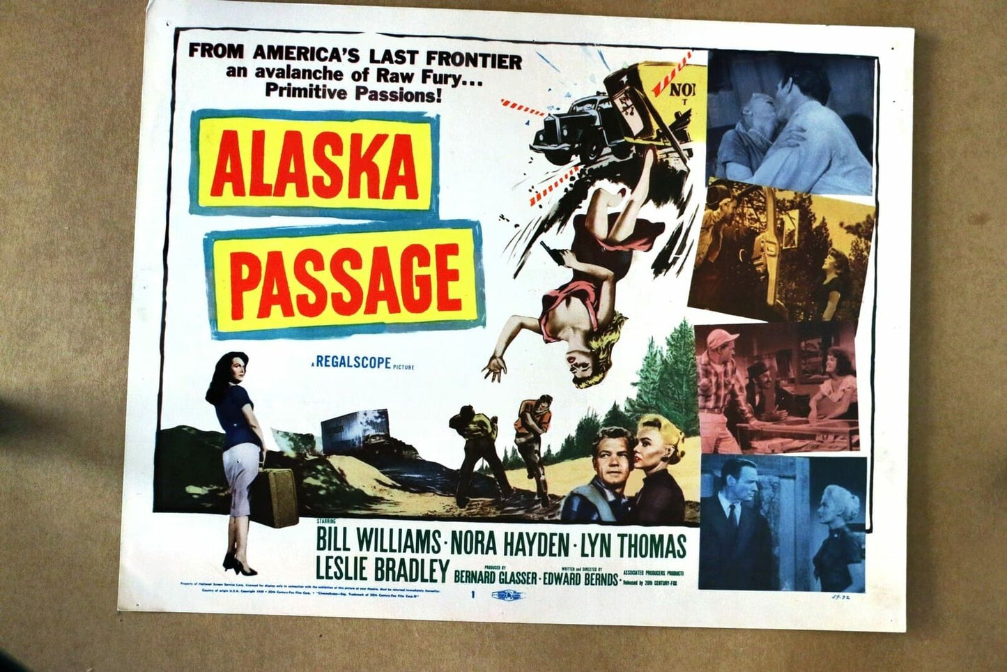 ORIGINAL LOBBY CARD - ALASKA PASSAGE - 1959 - title card - Bill Williams, Nora Hayden, Lyn Thomas