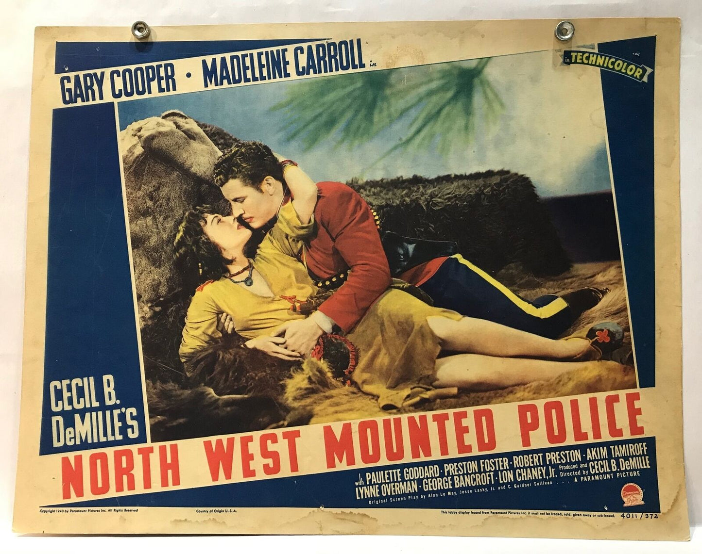 ORIGINAL LOBBY CARD - NORTH WEST MOUNTED POLICE (c) - 1940 - title card