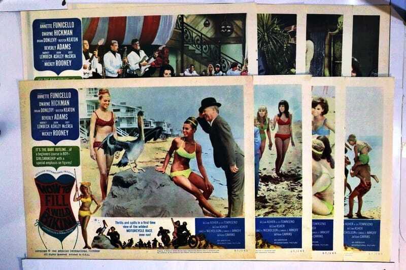 ORIGINAL LOBBY CARDS - HOW TO FILL A WILD BIKINI - 1965 - set of 8