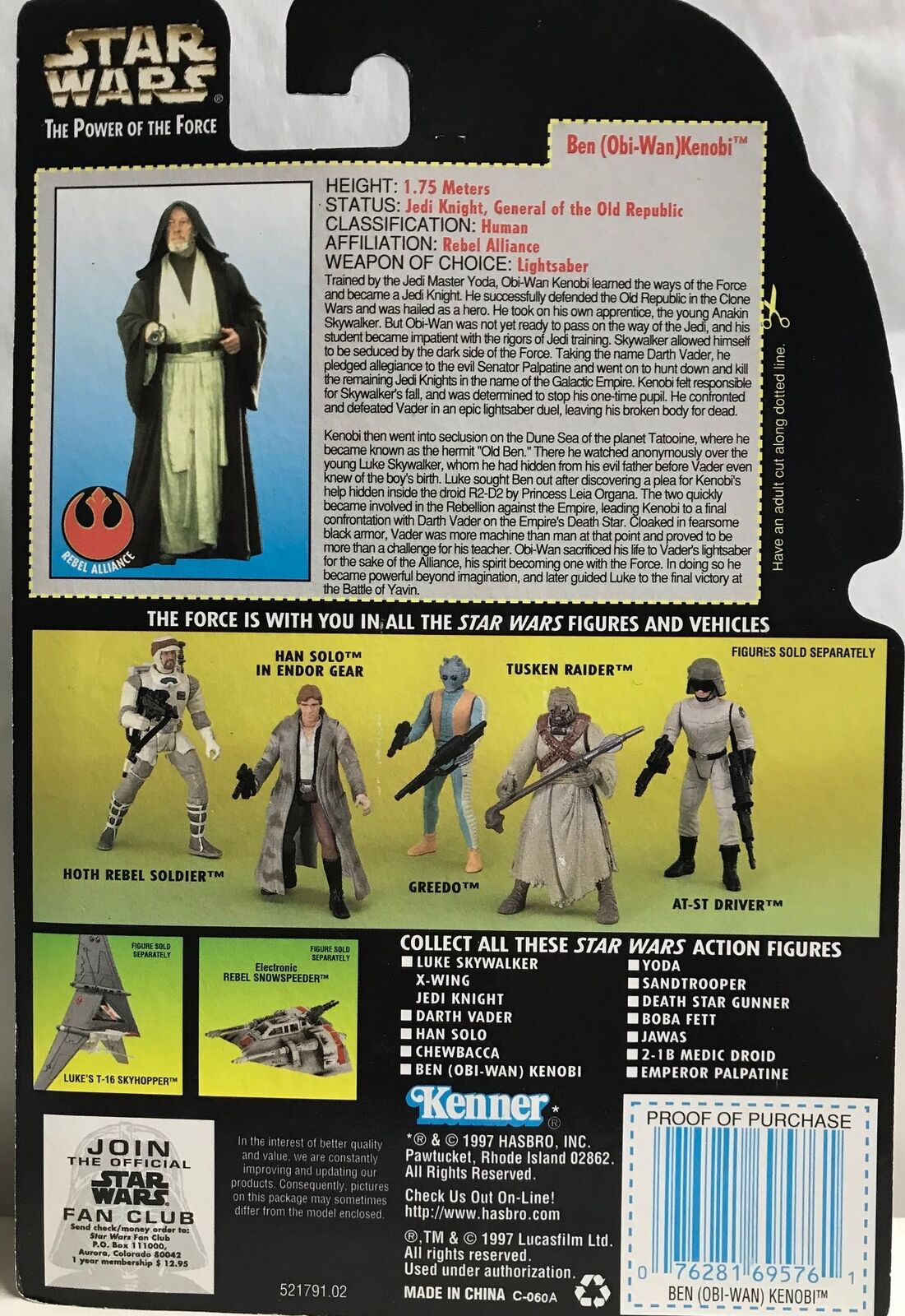 STAR WARS - KENNER - POTF - BEN (OBI-WAN) KENOBI - with Lightsaber and Removable