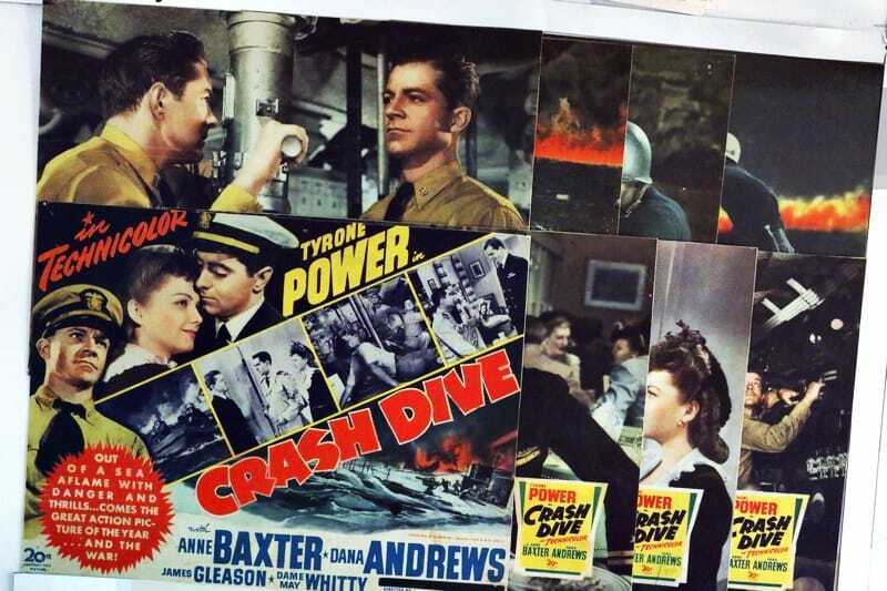 ORIGINAL LOBBY CARDS - CRASH DIVE - 1943 - set of 8
