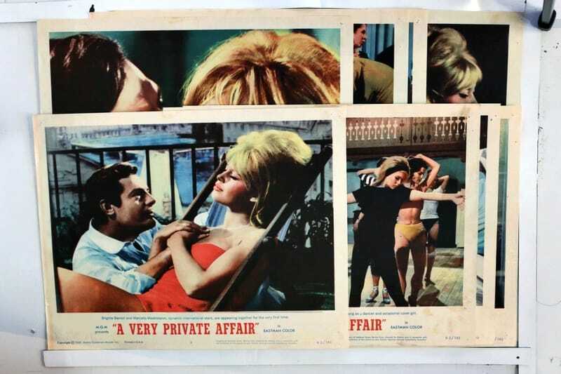 ORIGINAL LOBBY CARDS - A VERY PRIVATE AFFAIR - 1962 - set of 8