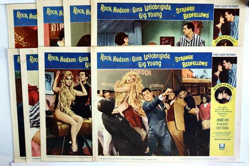 ORIGINAL LOBBY CARDS - STRANGE BEDFELLOWS - 1965 - set of 8