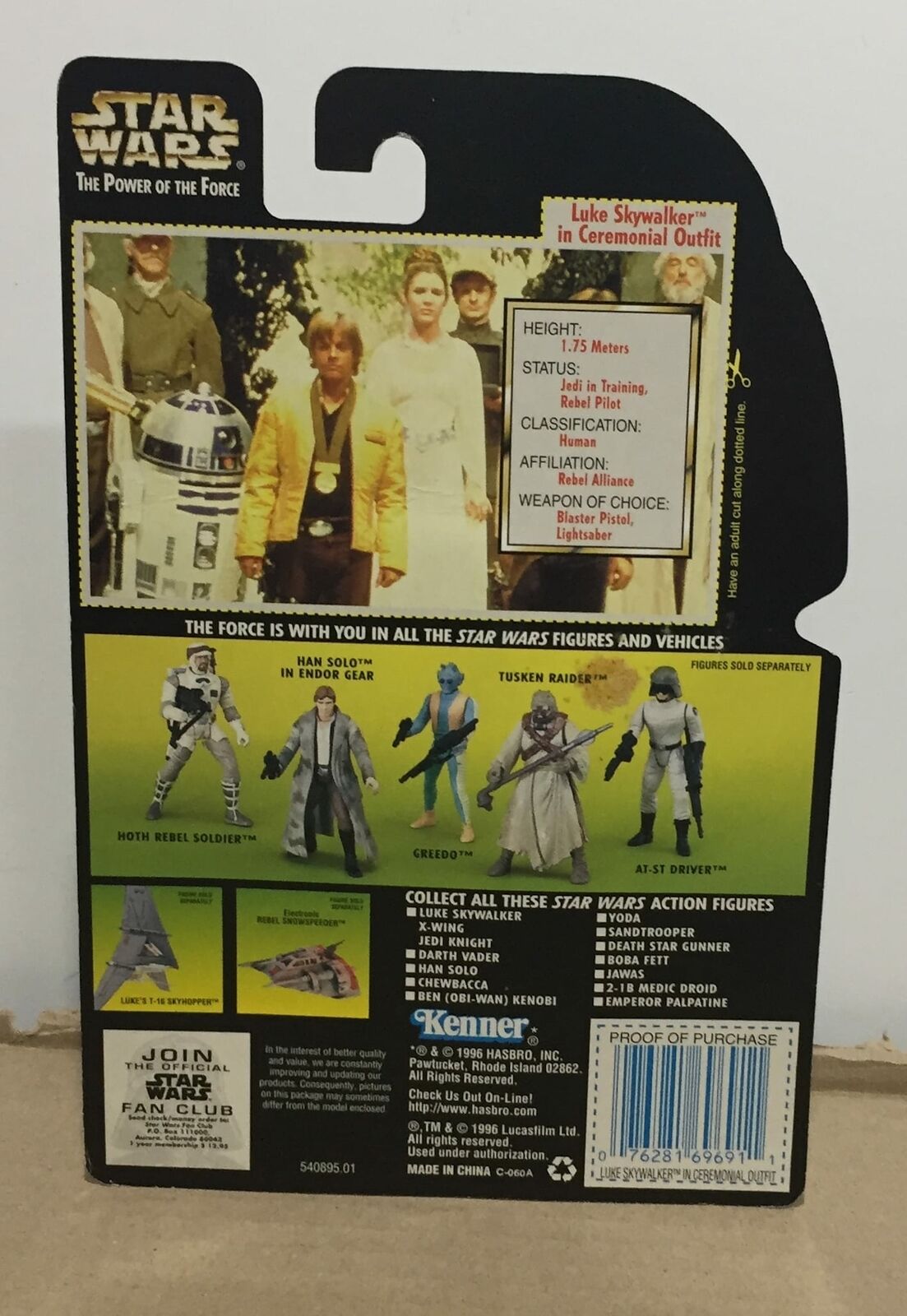 STAR WARS - KENNER - POTF - LUKE SKYWALKER - in Ceremonial Outfit with Medal of Valor and Blaster Pistol